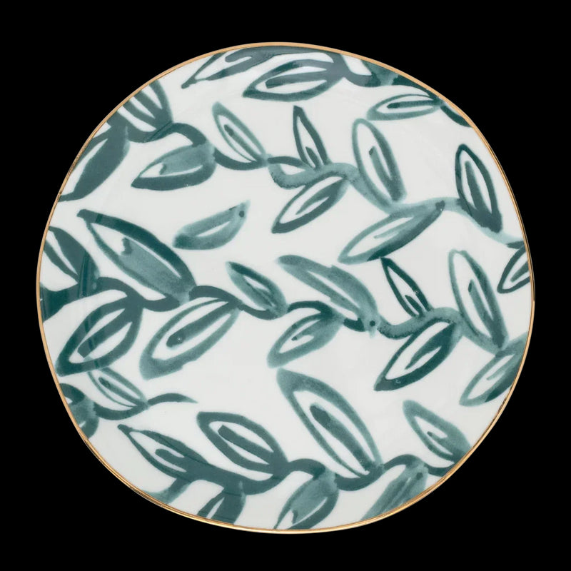 Good Morning plate Leaves Aqua