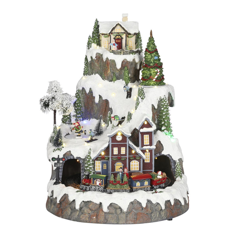 LuVille Kerstdorp Miniatuur Bergdorpje met Trein