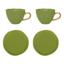 Good Morning Cup Cappuccino/Tea and Plate evergreen sprig in gift pack