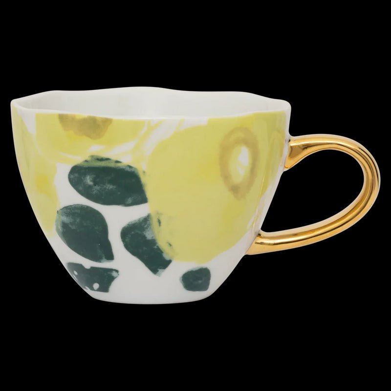 Good Morning cup Cappuccino/Tea Floral Art, Limelight