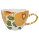 Good Morning cup Cappuccino/Tea Floral Art, Caramel