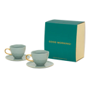 Good Morning Cup Cappuccino/Tea and Plate Papaya/slate in gift pack