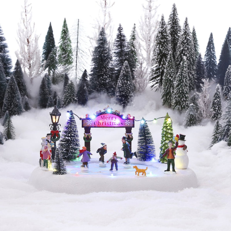 LuVille Kerstdorp Miniatuur Schaatsen op de Vijver