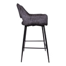 Fallon Velvet Anthracite Bar Stool Black Metal Leg