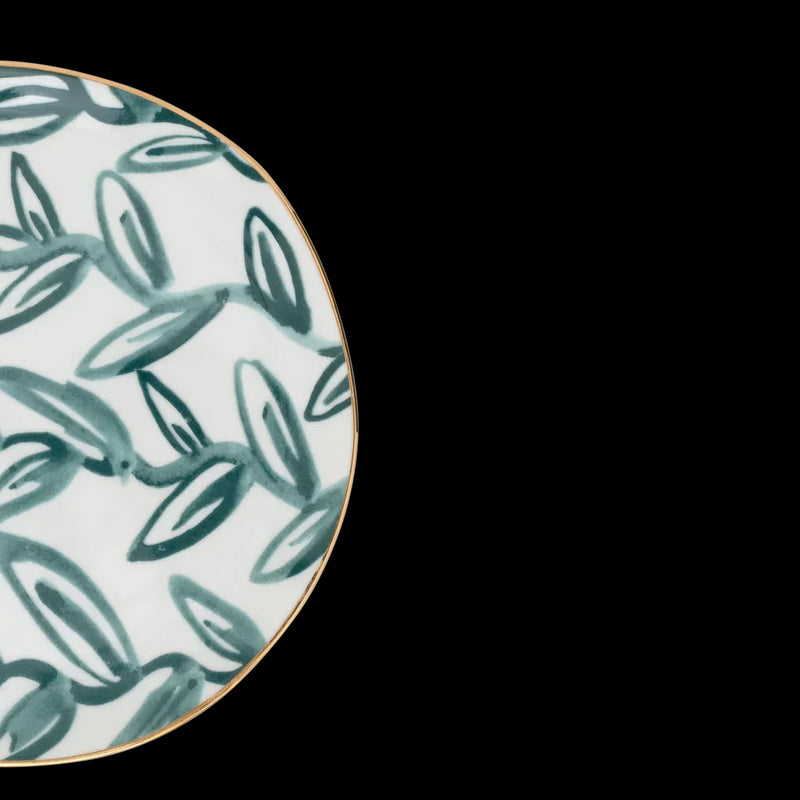 Good Morning plate Leaves Aqua