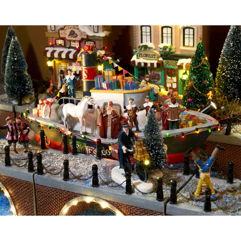 LuVille Sinterklaas Miniatuur Pakjesboot met LED Verlichting