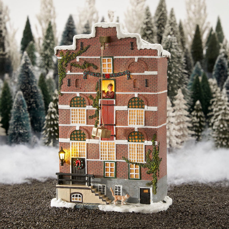 LuVille Kerstdorp Miniatuur Pakhuis Gevel