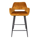 Fal LOW Velvet Rust Bar Stool Black Metal Leg