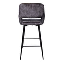 Fallon Velvet Anthracite Bar Stool Black Metal Leg