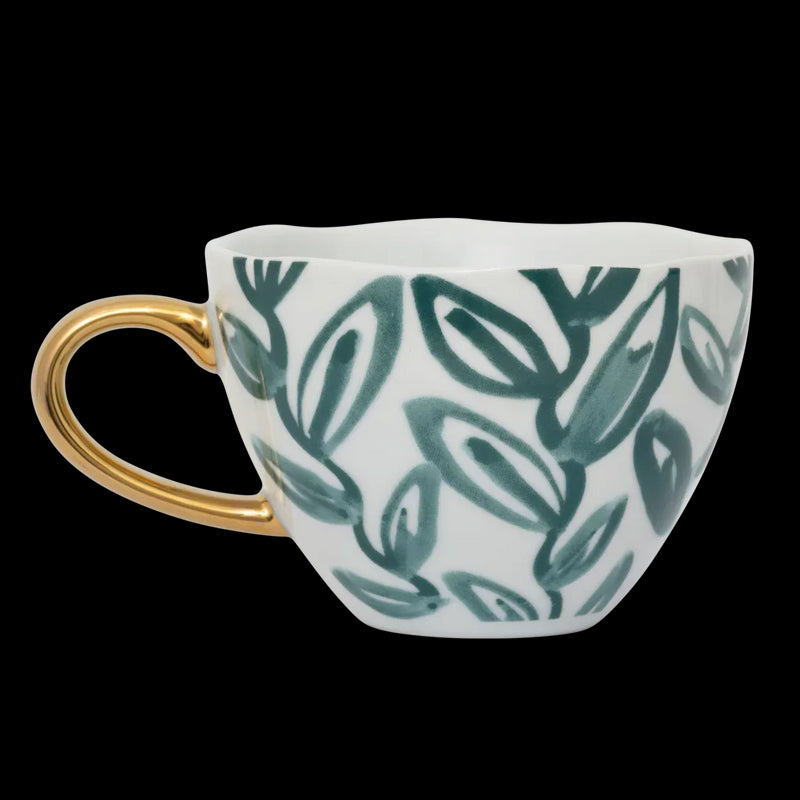 Good Morning cup Leaves Aqua