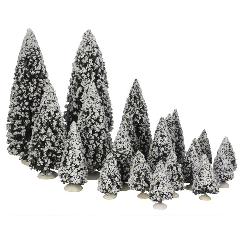 LuVille Kerstdorp Miniatuur Evergreen Bomen - 21 Stuks