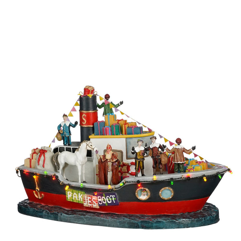 LuVille Sinterklaas Miniatuur Pakjesboot met LED Verlichting