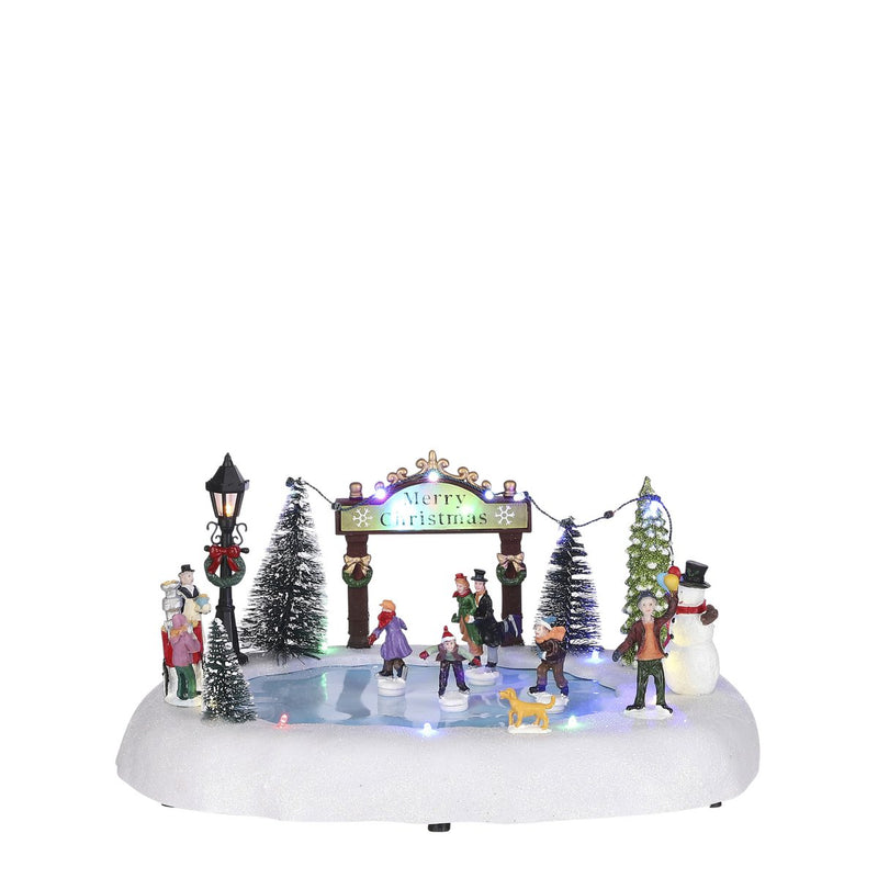 LuVille Kerstdorp Miniatuur Schaatsen op de Vijver