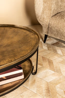 Kae Gold Oval Alu Black Iron Coffee Table 2 Layers