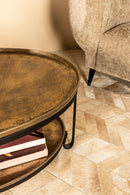 Kae Gold Oval Alu Black Iron Coffee Table 2 Layers