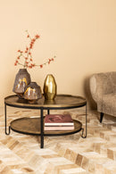 Kae Gold Oval Alu Black Iron Coffee Table 2 Layers