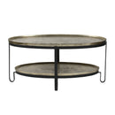Kae Gold Oval Alu Black Iron Coffee Table 2 Layers