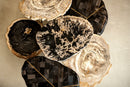 New Khine Petrified Wood Coffee Table Brass Set 3