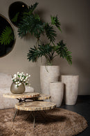 New Khine Petrified Wood Coffee Table Brass Set 3