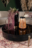 Mirror Alu Oxidised Black Coffee Table Round