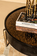 Mirror Alu Oxidised Black Coffee Table Round