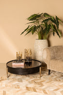 Mirror Alu Oxidised Black Coffee Table Round