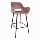Fallon Velvet Brown Bar Stool Black Metal Leg KD