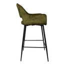 Fallon Velvet Green Bar Stool Black Metal Leg (Set 2)
