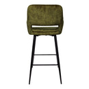 Fallon Velvet Green Bar Stool Black Metal Leg (Set 2)