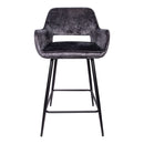 Fal LOW Velvet Anthracite Bar Stool Black Metal Le