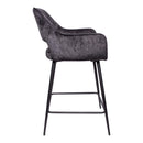 Fal LOW Velvet Anthracite Bar Stool Black Metal Le