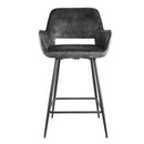 Fal LOW Velvet Anthracite Bar Stool Black Metal Le