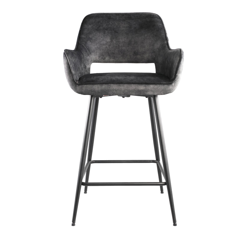 Fal LOW Velvet Anthracite Bar Stool Black Metal Le