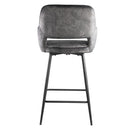 Fal LOW Velvet Anthracite Bar Stool Black Metal Le