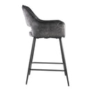 Fal LOW Velvet Anthracite Bar Stool Black Metal Le