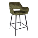 Fal LOW Velvet Green Bar Stool Black Metal Leg KD