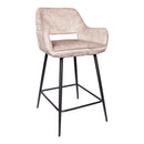 Fal LOW Velvet Khaki Bar Stool Black Metal Leg (set 2)