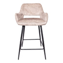Fal LOW Velvet Khaki Bar Stool Black Metal Leg (set 2)