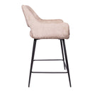 Fal LOW Velvet Khaki Bar Stool Black Metal Leg KD
