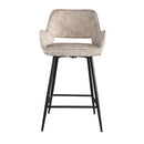 Fal LOW Velvet Khaki Bar Stool Black Metal Leg (set 2)