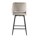 Fal LOW Velvet Khaki Bar Stool Black Metal Leg KD