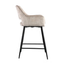 Fal LOW Velvet Khaki Bar Stool Black Metal Leg KD