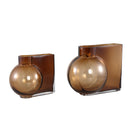 Nira Brown Glass Vase Double Solid Shaped Design S