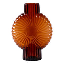 PTMD Zugar Brown Solid Glass Vase Ribbed Round S