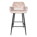 Fallon Velvet Khaki Bar Stool Black Metal Leg KD