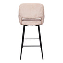 Fallon Velvet Khaki Bar Stool Black Metal Leg KD