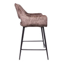 Fal LOW Velvet Brown Bar Stool Black Metal Leg