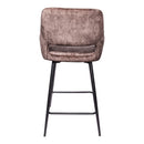 Fal LOW Velvet Brown Bar Stool Black Metal Leg