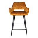Fal LOW Velvet Rust Bar Stool Black Metal Leg