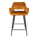 Fal LOW Velvet Rust Bar Stool Black Metal Leg (set 2)